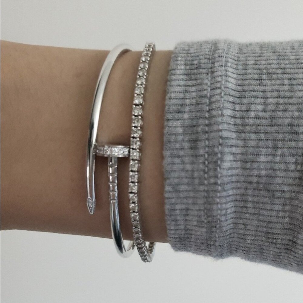Natural Diamonds solid 14k white gold tennis bracelet 6.5 inches $2200